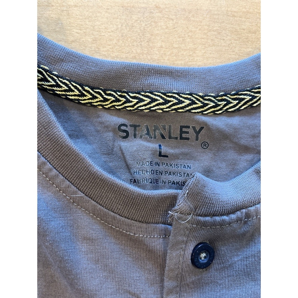 Men's Stanley Short Sleeve Gray Shirt NWT 3 Button Sz L - Picture 3 of 10